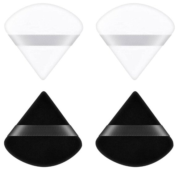 4PCS Pure Cotton Soft Triangle Wedge Makeup Powder Puff (Black & White) 2.76 inc - Picture 1 of 2